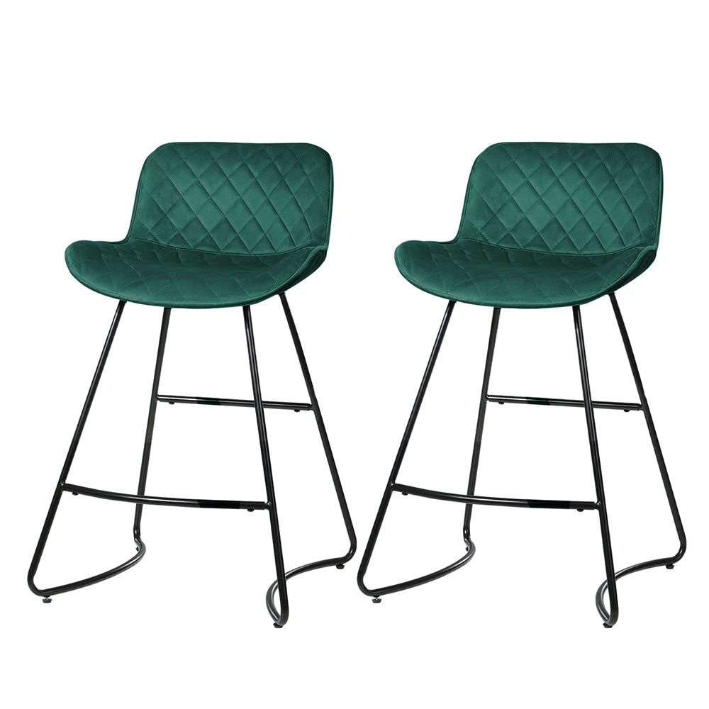 Artiss Set of 2 Bar Stools featuring luxurious velvet upholstery and sturdy metal frame, ideal for kitchen or bar areas.