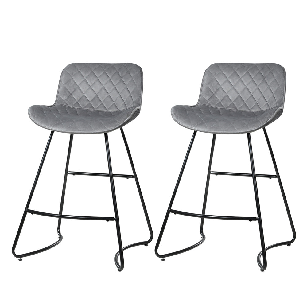 Artiss Set of 2 Bar Stools featuring luxurious velvet upholstery and a sturdy metal frame, ideal for kitchen or bar areas.