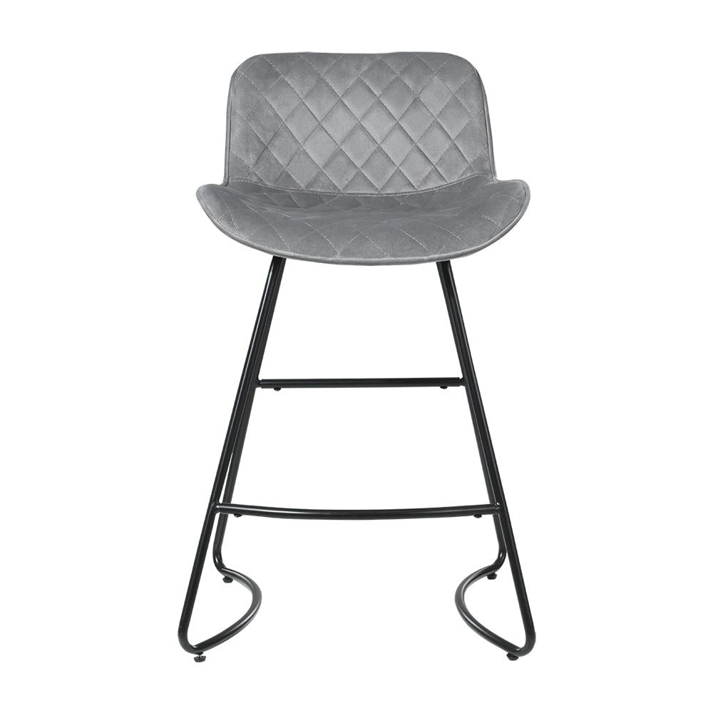 Artiss Set of 2 Bar Stools featuring luxurious velvet upholstery and a sturdy metal frame, ideal for kitchen or bar areas.