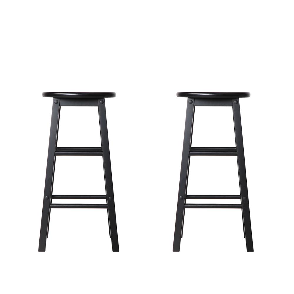 Artiss Set of 2 Black Beech Wood Backless Bar Stools showcasing sturdy design and sleek finish.