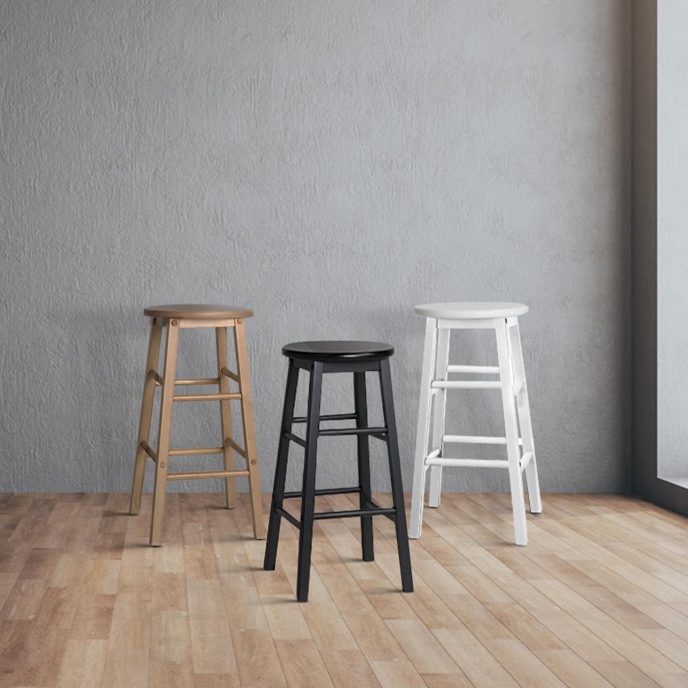 Artiss Set of 2 Black Beech Wood Backless Bar Stools showcasing sturdy design and sleek finish.