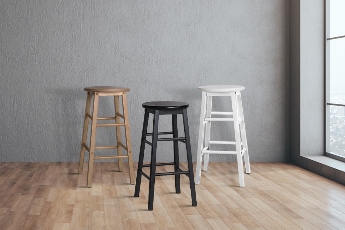 Artiss Set of 2 Black Beech Wood Backless Bar Stools showcasing sturdy design and sleek finish.