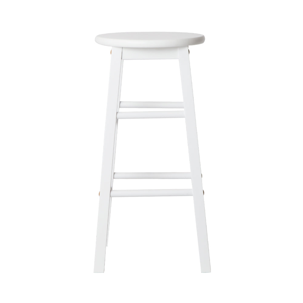 Artiss Set of 2 Beech Wood Backless Bar Stools in White, featuring thick seats and sturdy legs, perfect for modern interiors.