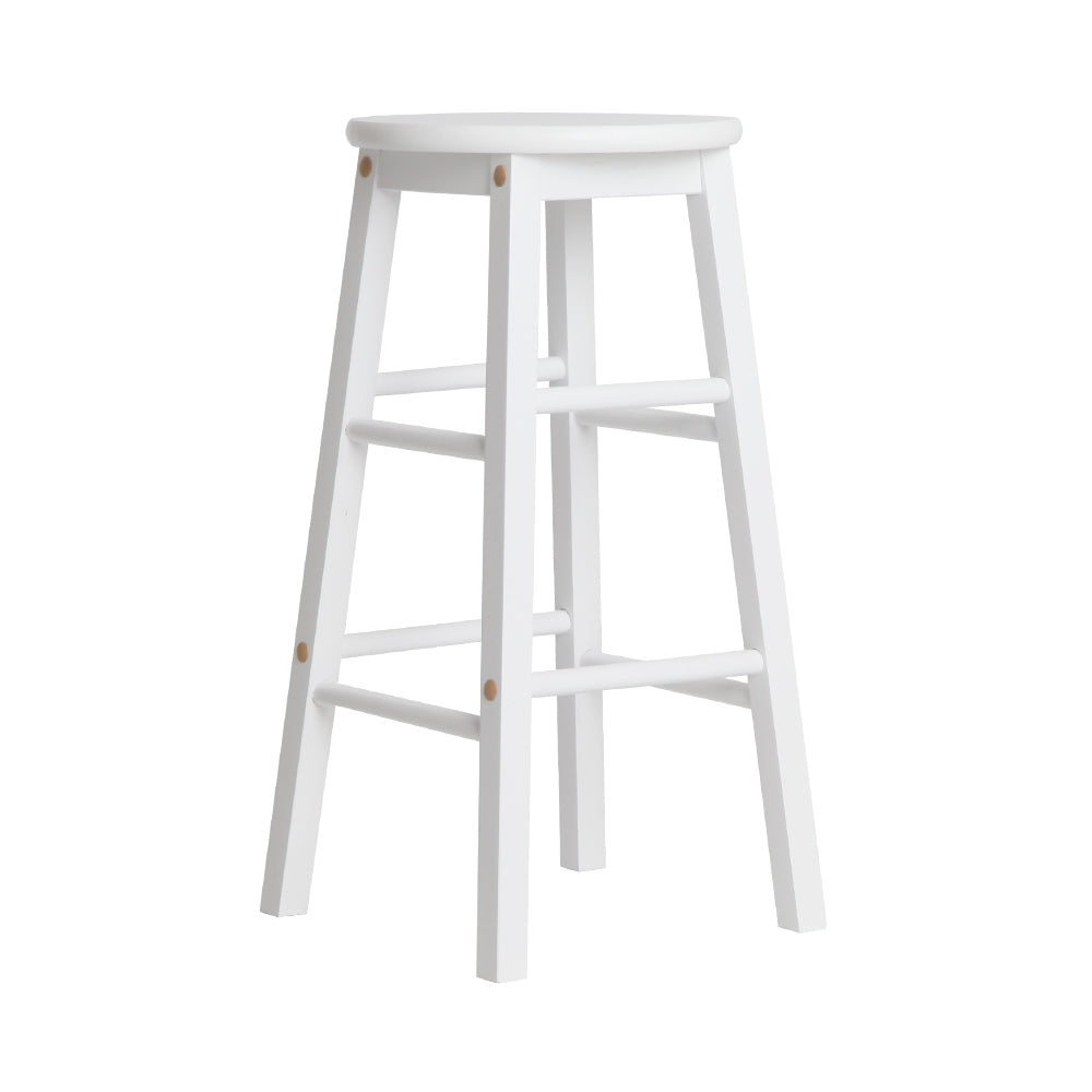 Artiss Set of 2 Beech Wood Backless Bar Stools in White, featuring thick seats and sturdy legs, perfect for modern interiors.