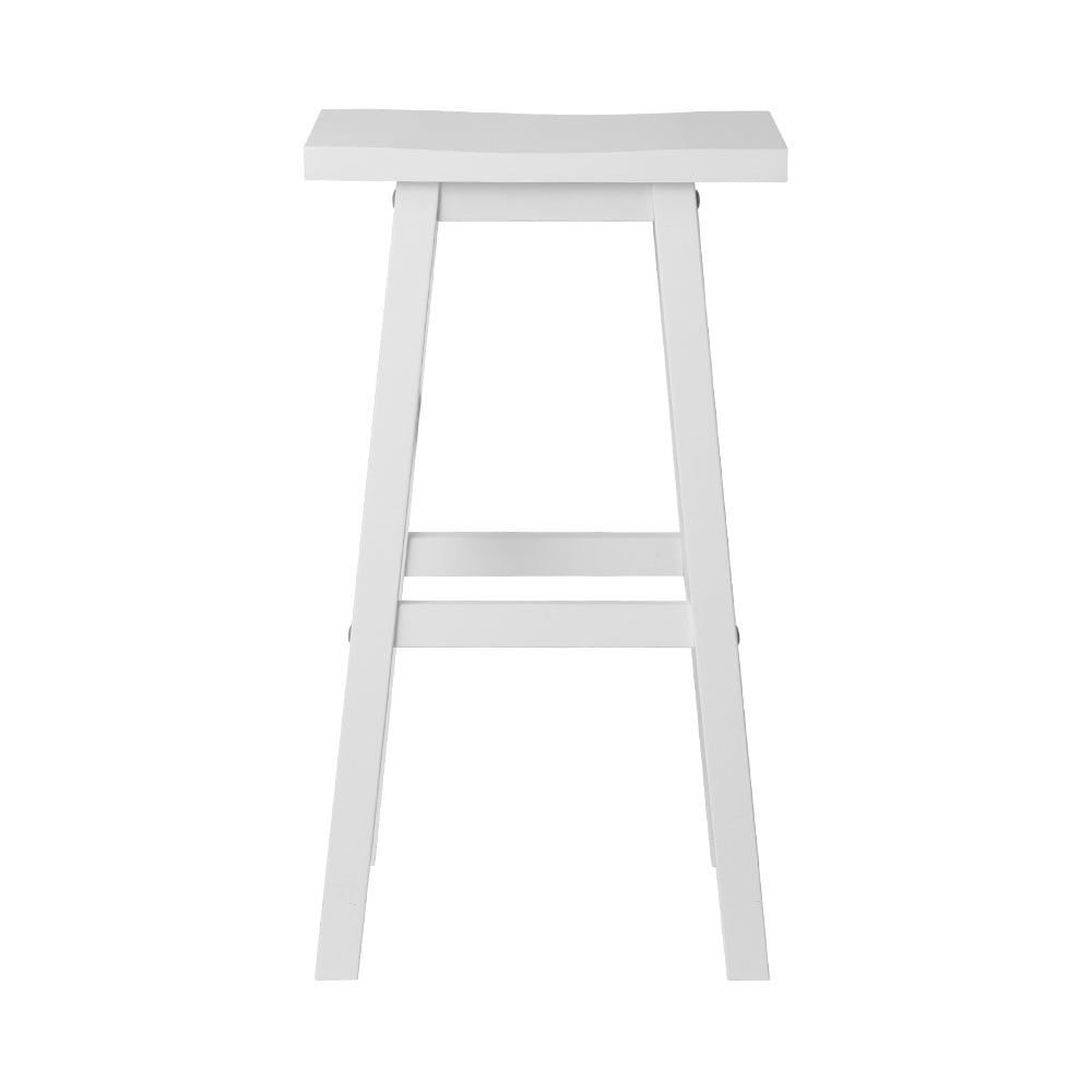 Artiss Set of 2 Beech Wood Bar Stools in White, featuring a contoured saddle seat and sturdy construction.