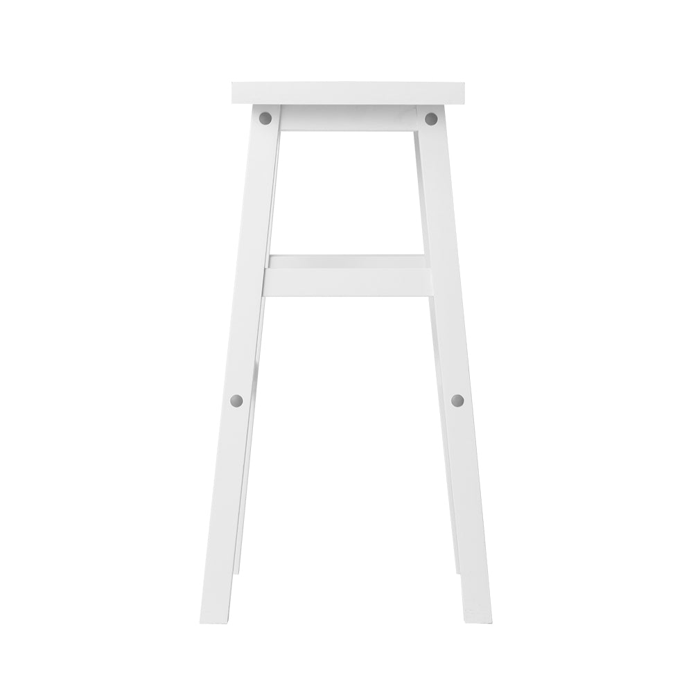 Artiss Set of 2 Beech Wood Bar Stools in White, featuring a contoured saddle seat and sturdy construction.