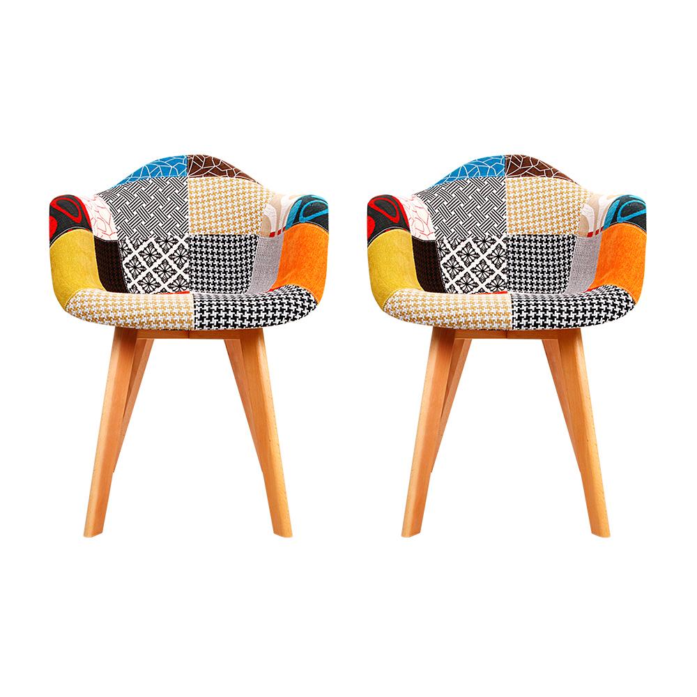 Artiss Set of 2 Fabric Dining Chairs featuring a stylish design with beech wooden legs and comfortable foam seats covered in fabric.