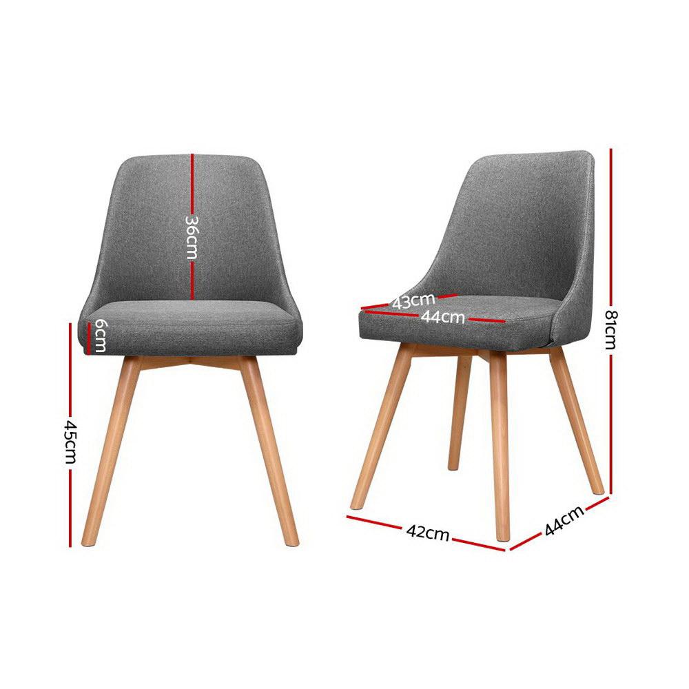 Artiss Set of 2 Replica Dining Chairs featuring a sturdy beech wood frame and soft-touch grey polyester fabric upholstery.