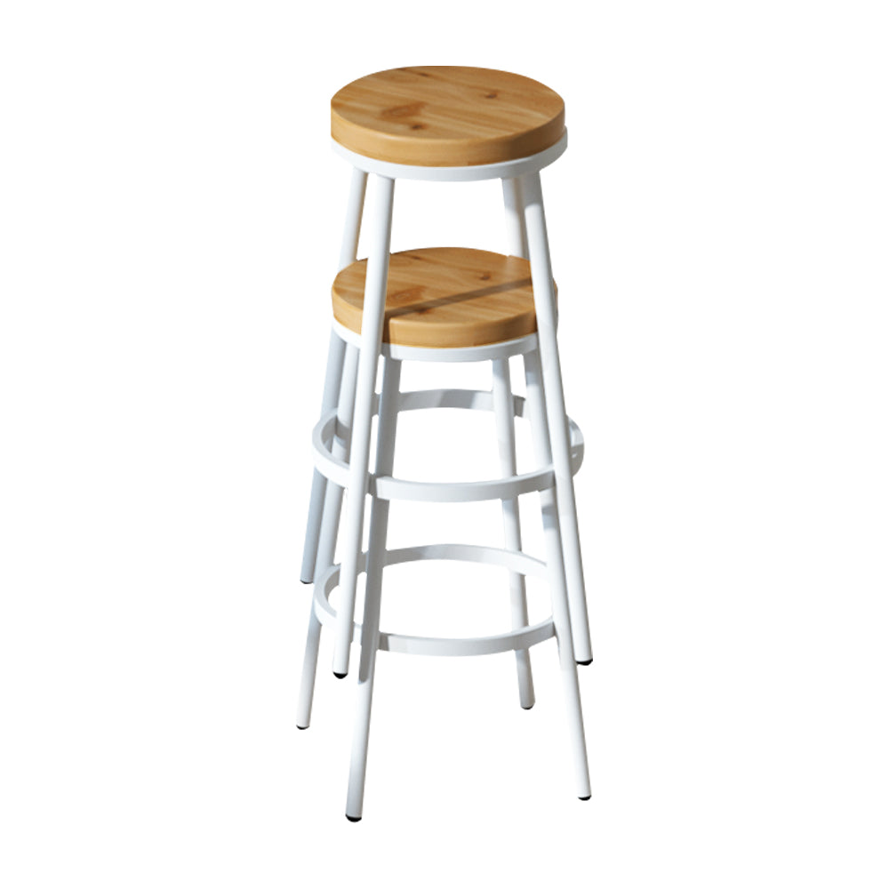 Artiss Set of 2 Wooden Stackable Bar Stools in white and wood, showcasing industrial design and sturdy construction.