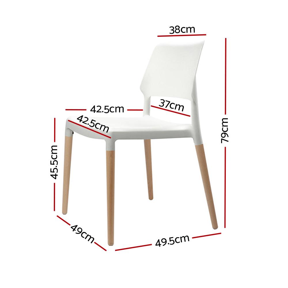 Artiss Set of 4 Wooden Stackable Dining Chairs in White with solid beech wood legs and comfortable PP seats.