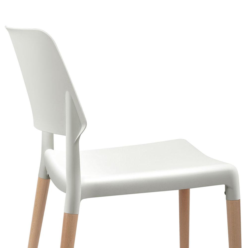 Artiss Set of 4 Wooden Stackable Dining Chairs in White with solid beech wood legs and comfortable PP seats.