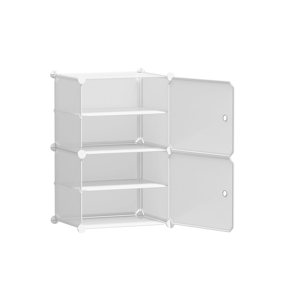 Artiss Shoe Cabinet in white, featuring eco-friendly PP plastic and a strong steel frame, designed for shoe storage and organization.