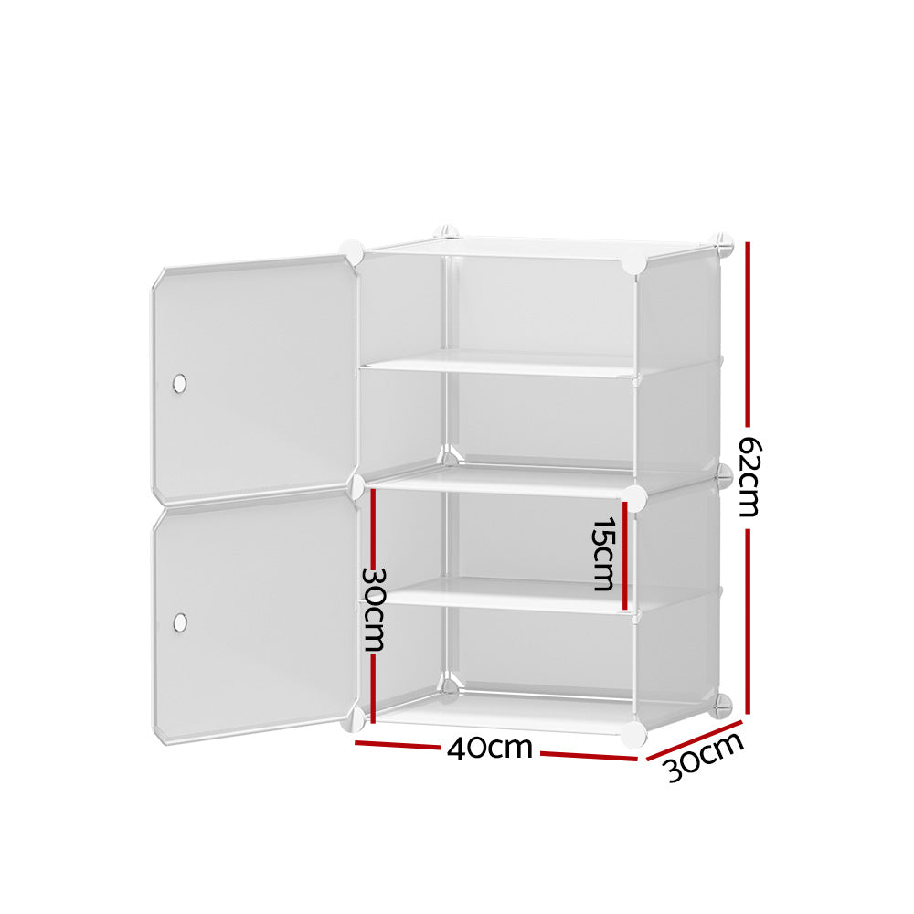 Artiss Shoe Cabinet in white, featuring eco-friendly PP plastic and a strong steel frame, designed for shoe storage and organization.