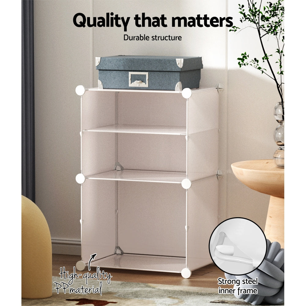 Artiss Shoe Cabinet in white, featuring eco-friendly PP plastic and a strong steel frame, designed for shoe storage and organization.