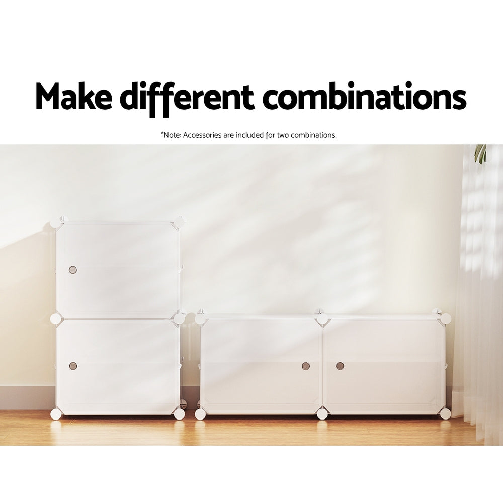 Artiss Shoe Cabinet in white, featuring eco-friendly PP plastic and a strong steel frame, designed for shoe storage and organization.