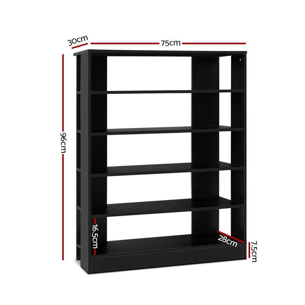 Artiss 6-tier shoe cabinet in black, showcasing its modern design and spacious storage for up to 30 pairs of shoes.