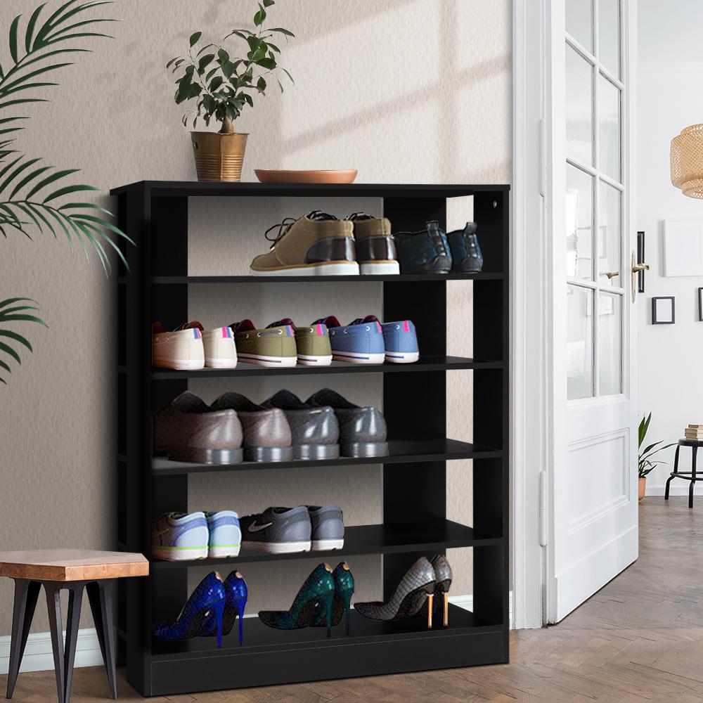 Artiss 6-tier shoe cabinet in black, showcasing its modern design and spacious storage for up to 30 pairs of shoes.