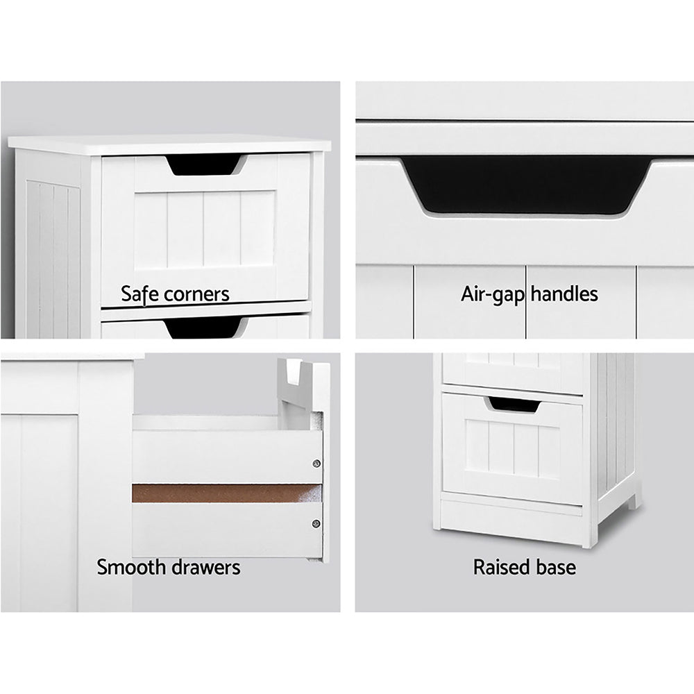 Artiss Storage Cabinet featuring a white finish, four drawers, and a rustic design suitable for various home settings.