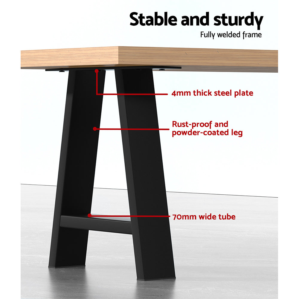 Artiss metal table legs in trapezoid shape, black powder-coated finish, ideal for coffee tables and desks.