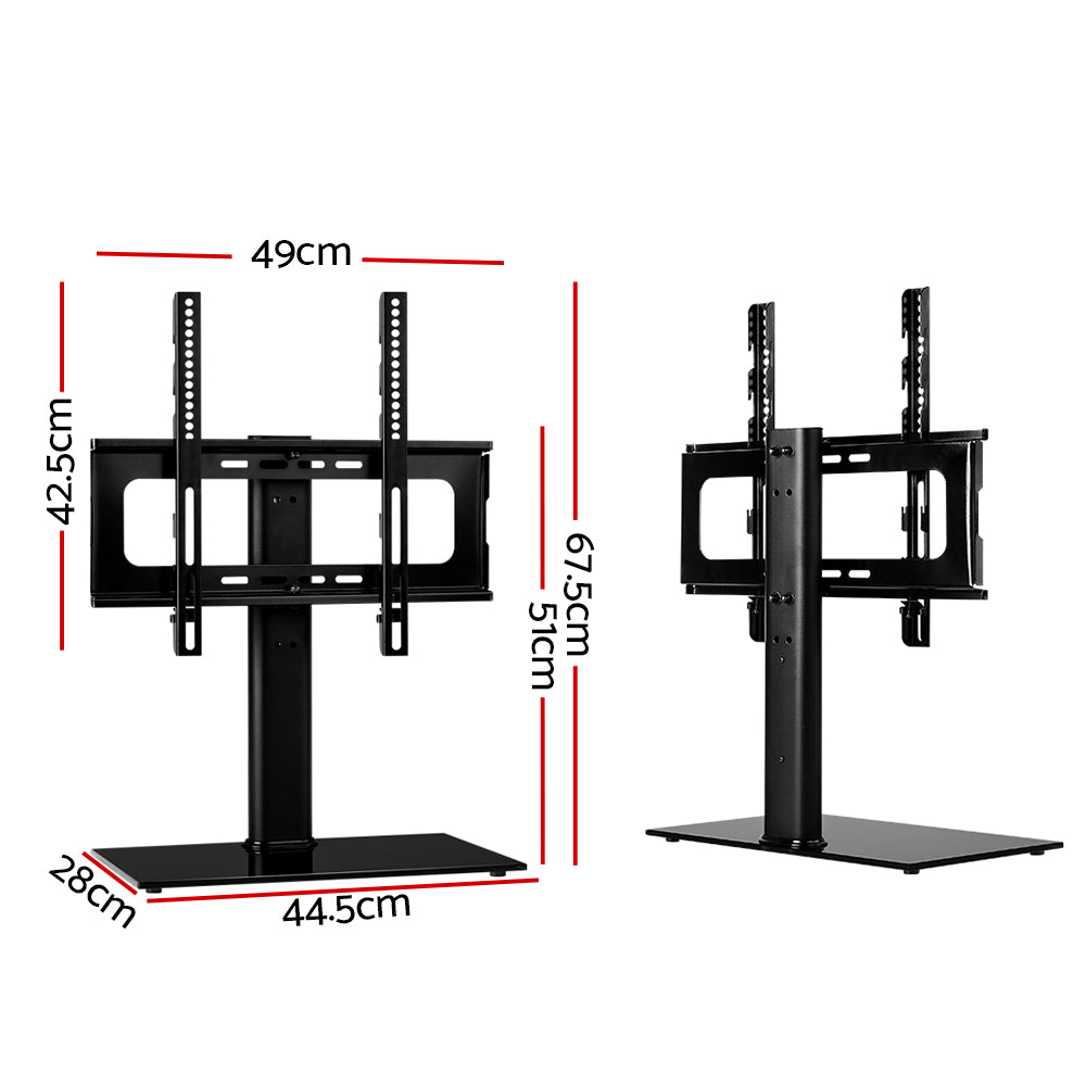 Artiss Table Top TV Swivel Mounted Stand with a tempered glass base and solid metal frame, designed for 32" to 55" TVs.