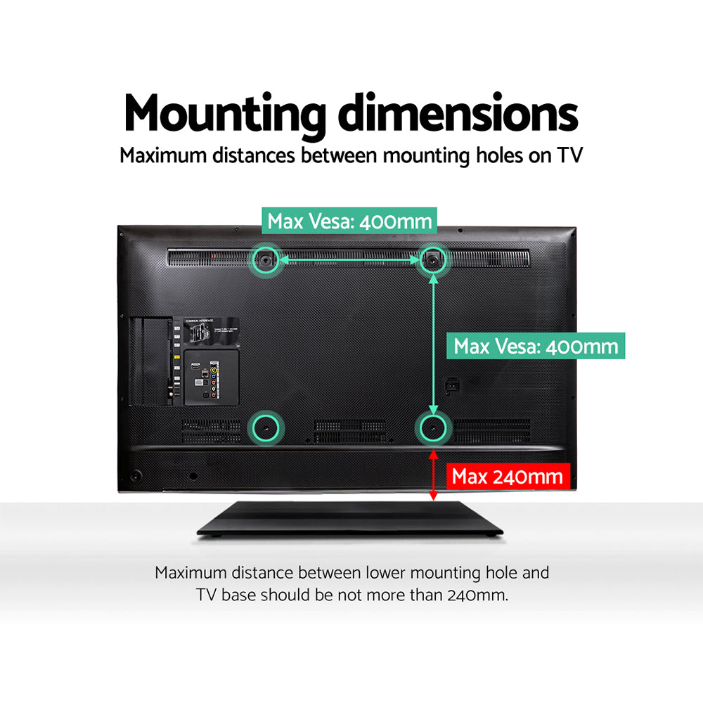 Artiss Table Top TV Swivel Mounted Stand with a tempered glass base and solid metal frame, designed for 32" to 55" TVs.