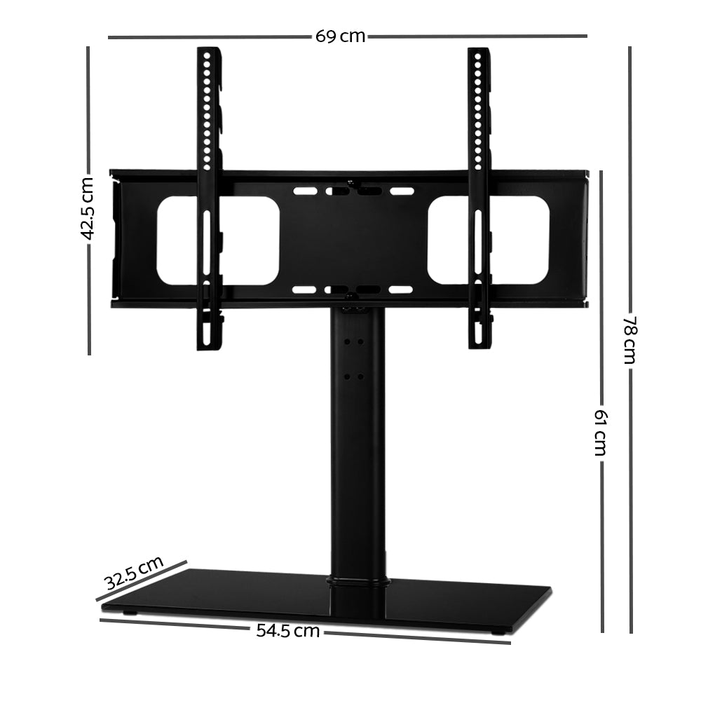 Artiss Table Top TV Swivel Mounted Stand with a sleek black finish and tempered glass base, designed for TVs from 32 to 70 inches.