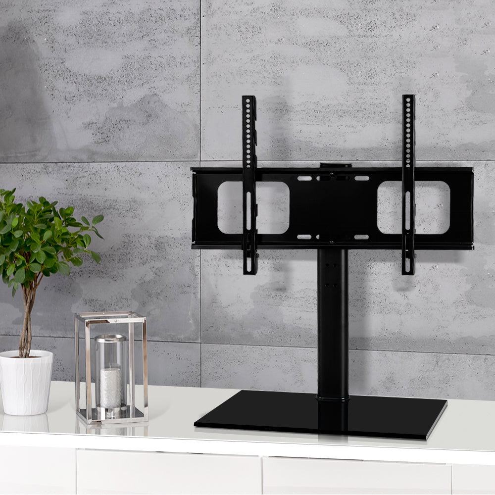 Artiss Table Top TV Swivel Mounted Stand with a sleek black finish and tempered glass base, designed for TVs from 32 to 70 inches.