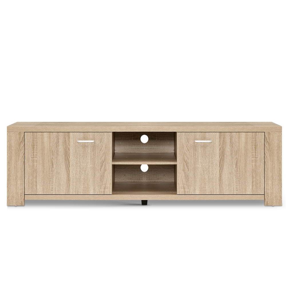 Artiss TV Cabinet Entertainment Unit in oak finish, featuring open shelves and deep cabinets for storage, showcasing a contemporary design.