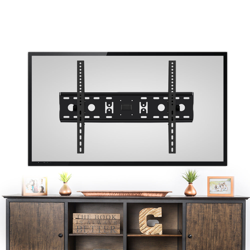 Artiss Wall Mounted TV Bracket in black, designed for TVs from 32 to 70 inches with tilting feature and safety bolt lock.