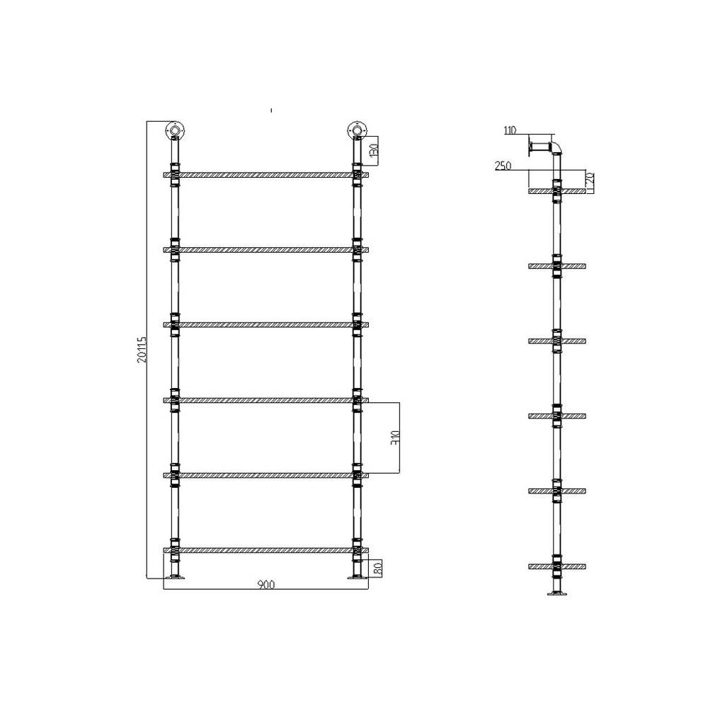 Artiss Wall Shelves Display Bookshelf featuring rustic vintage design with six levels made of metal pipes and solid timber, ideal for home and office use.