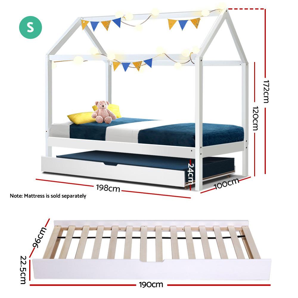 Artiss Wooden Bed Frame in white, made of solid pine timber, featuring a stylish headboard and smooth edges, suitable for single mattresses.