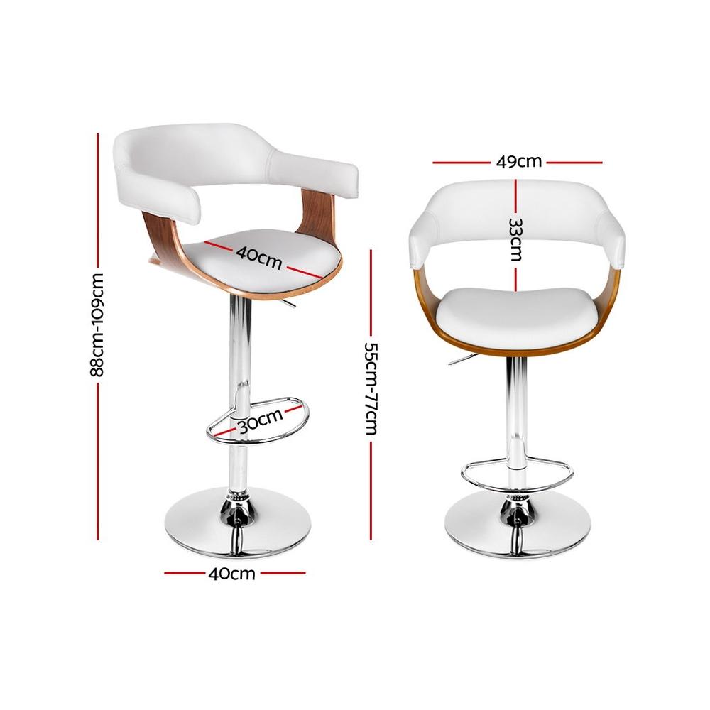 Artiss Wooden PU Leather Bar Stool featuring a white padded seat and chrome base, designed for modern kitchens and bars.