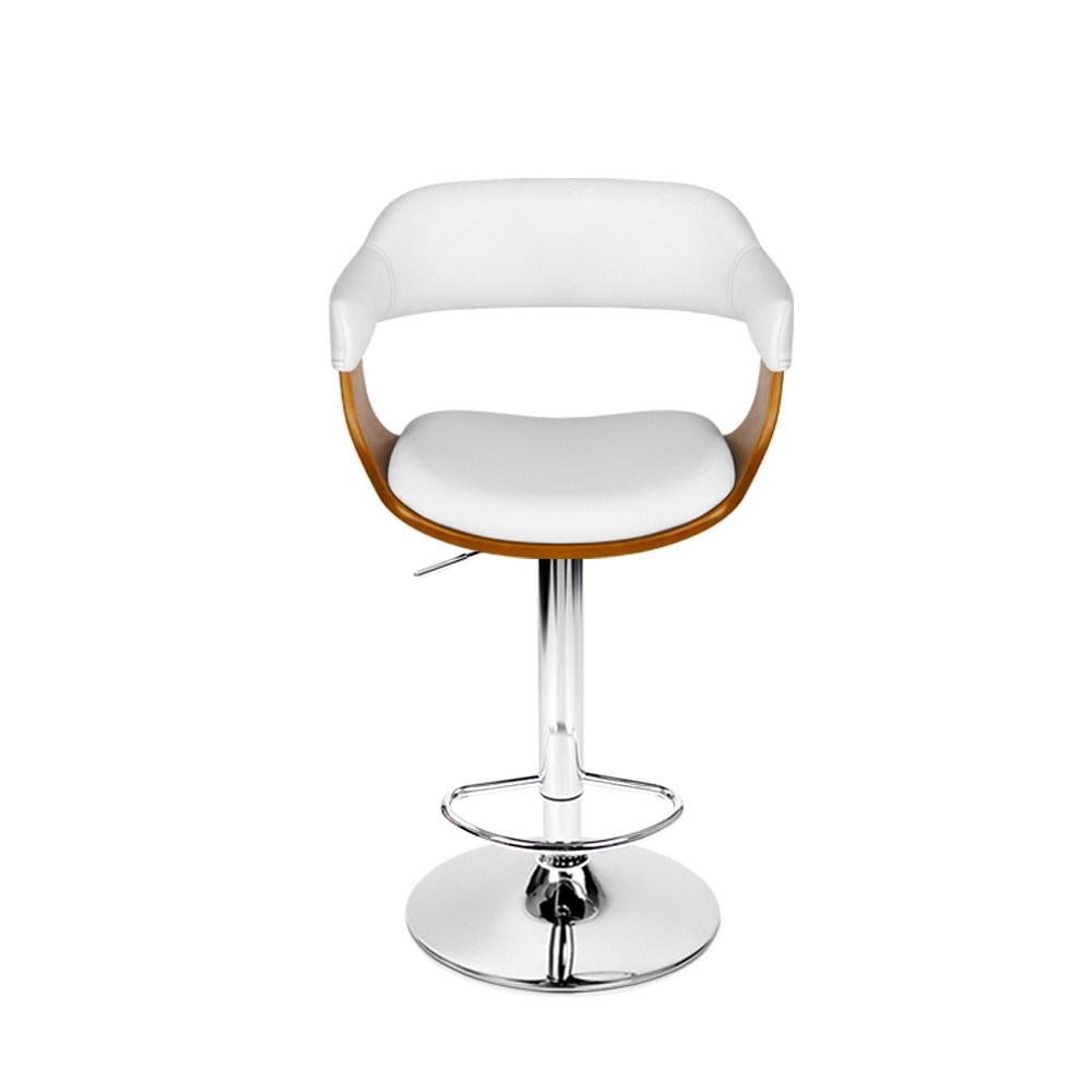 Artiss Wooden PU Leather Bar Stool featuring a white padded seat and chrome base, designed for modern kitchens and bars.