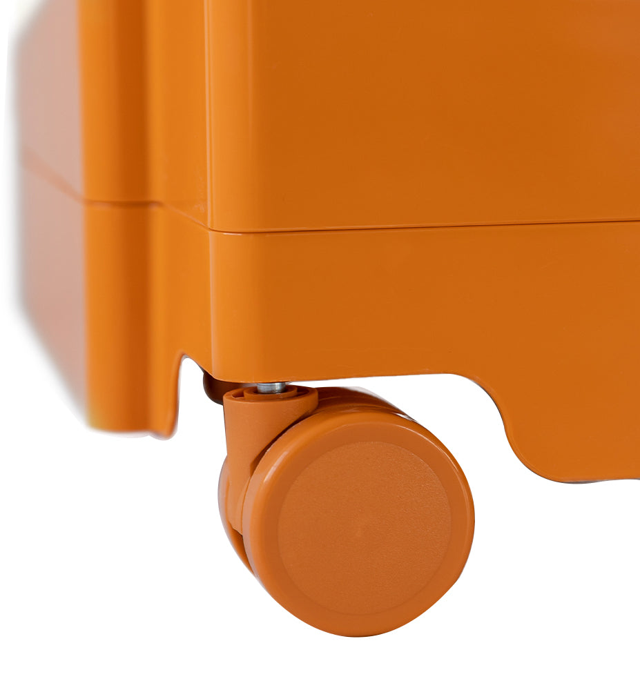 ArtissIn Bedside Table Storage Trolley in vibrant orange, featuring three tiers and smooth wheels for easy mobility.