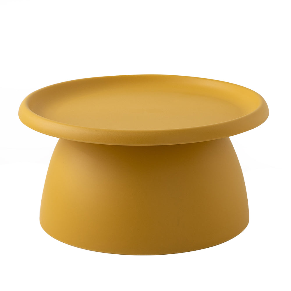 ArtissIn Coffee Table Mushroom Nordic Round Large Side Table in yellow, featuring a smooth surface and sturdy pedestal base, perfect for home decor.