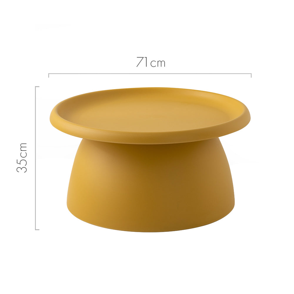 ArtissIn Coffee Table Mushroom Nordic Round Large Side Table in yellow, featuring a smooth surface and sturdy pedestal base, perfect for home decor.