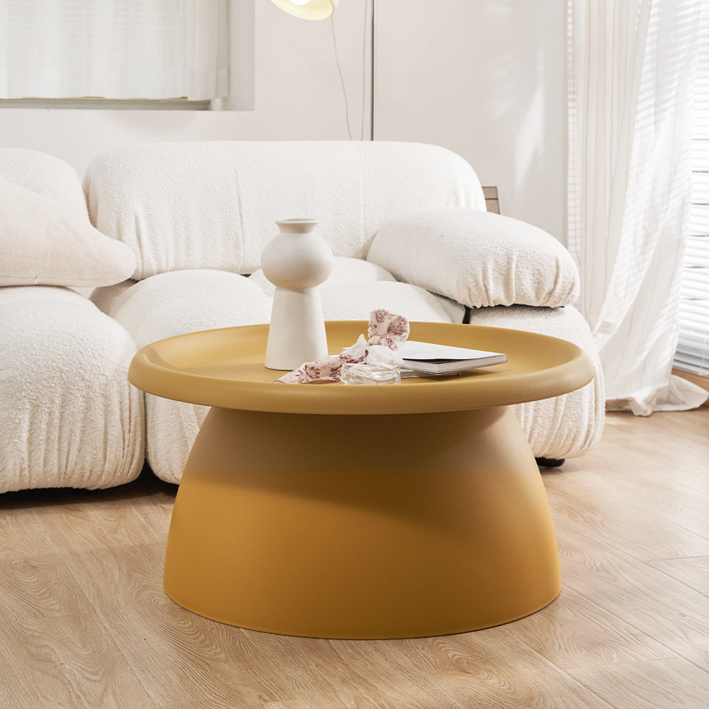 ArtissIn Coffee Table Mushroom Nordic Round Large Side Table in yellow, featuring a smooth surface and sturdy pedestal base, perfect for home decor.