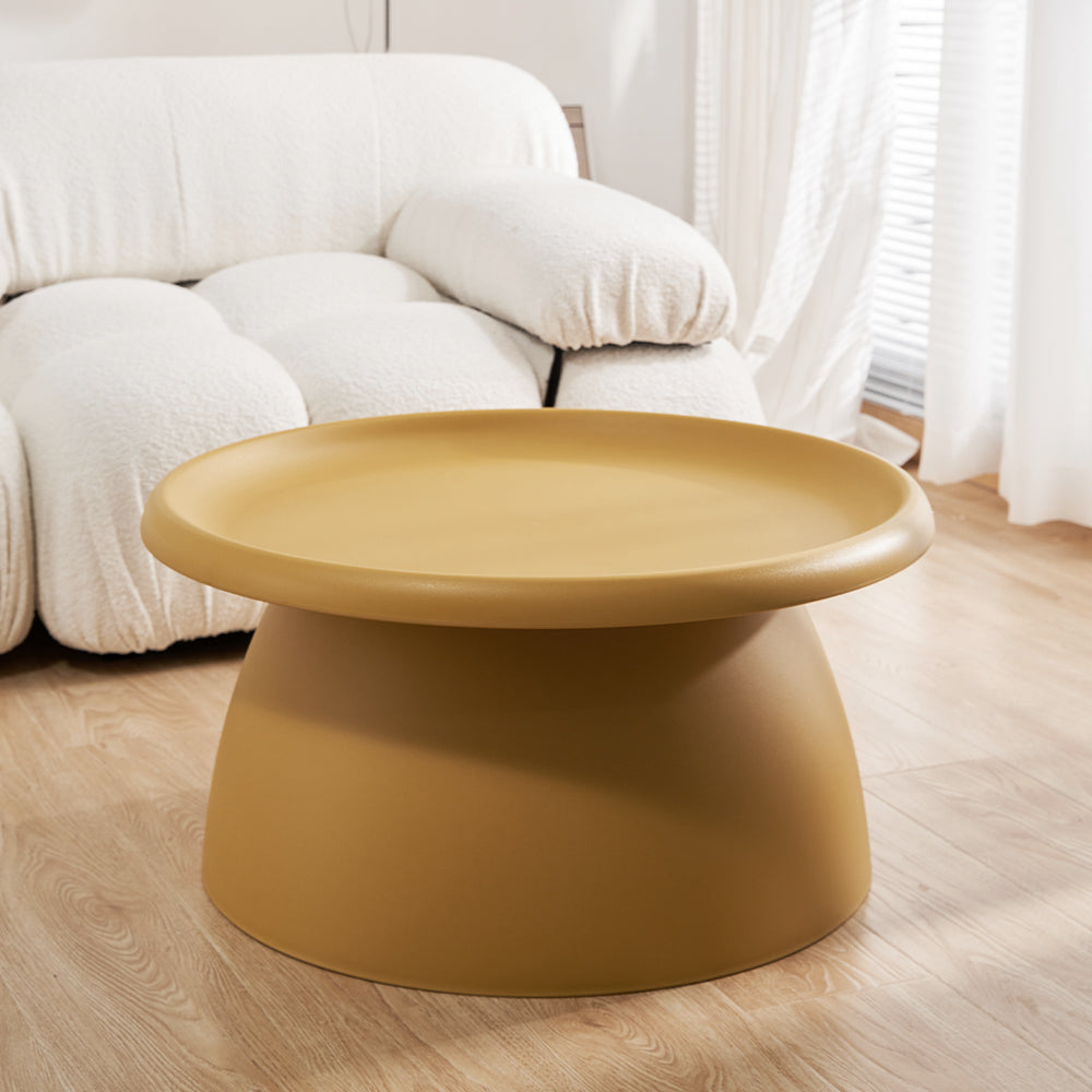 ArtissIn Coffee Table Mushroom Nordic Round Large Side Table in yellow, featuring a smooth surface and sturdy pedestal base, perfect for home decor.