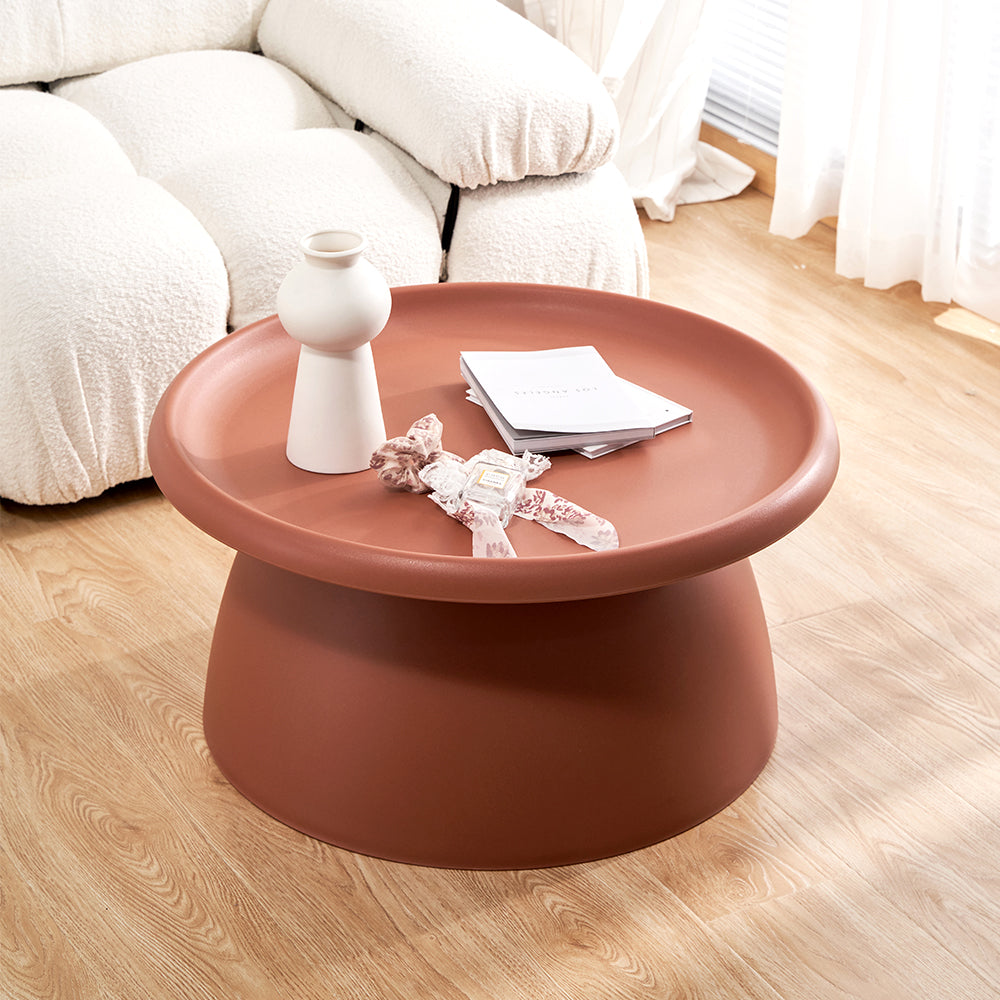 ArtissIn Coffee Table Mushroom in vibrant red, featuring a round smooth tabletop and sturdy pedestal base, perfect for modern home decor.