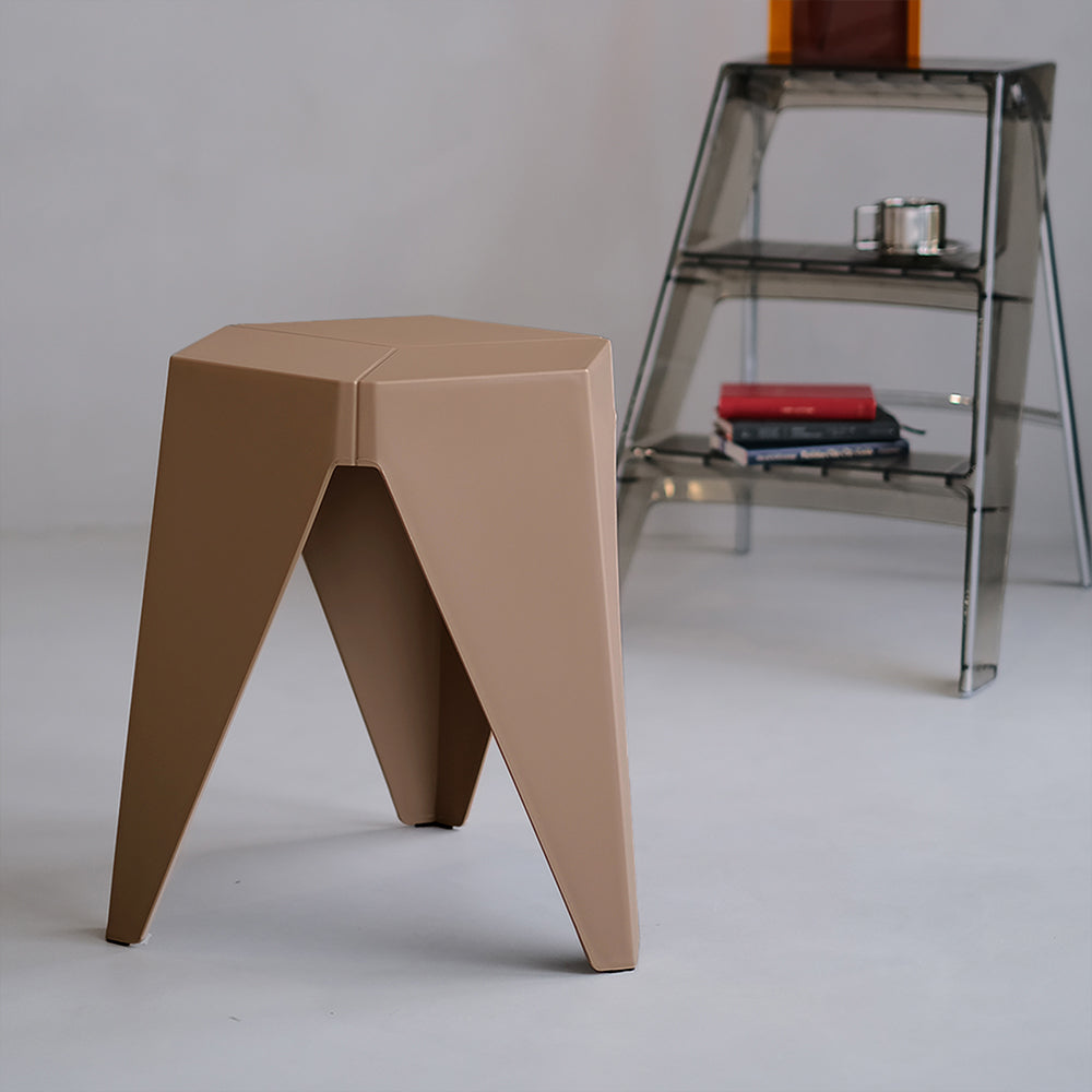 ArtissIn Set of 2 Puzzle Stools in brown, showcasing their unique design and sturdy construction, perfect for versatile seating.