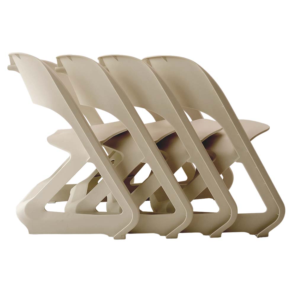 ArtissIn Set of 4 stackable dining chairs in beige, showcasing their modern sculpted design and lightweight construction.