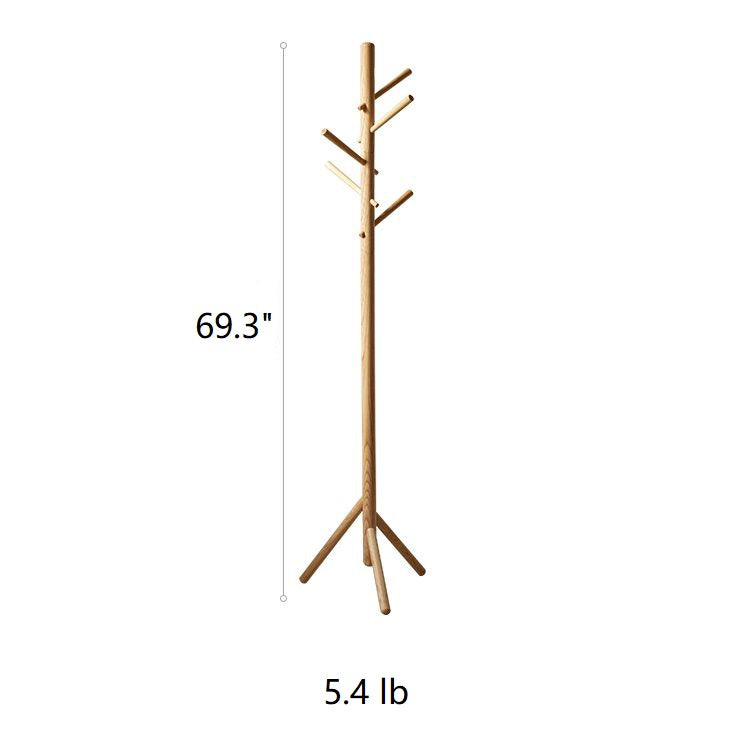 Elegant Ash Wood Coat Rack with multiple hooks, showcasing natural wood grain and finish, perfect for entryway organization.