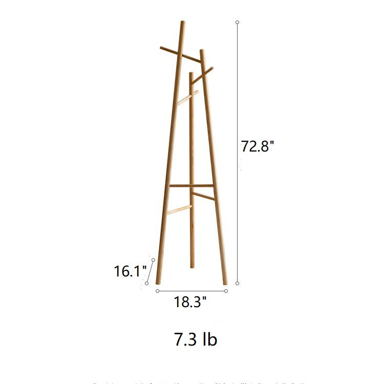 Elegant Ash Wood Coat Rack standing tall, showcasing natural wood grain and design, perfect for entryways.