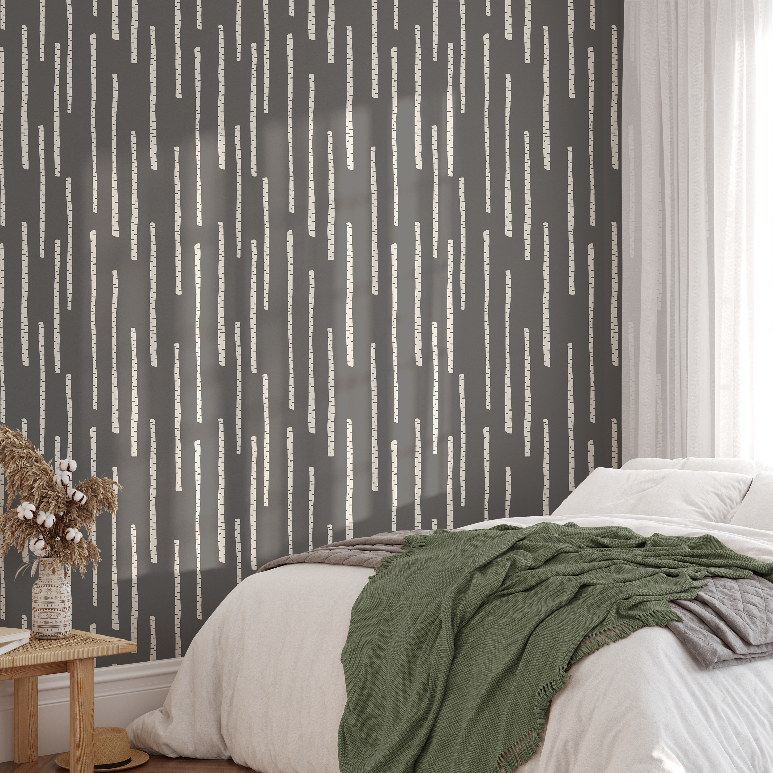 Aspen Forest (Charcoal) Wallpaper featuring a modern design with bold patterns and colors, perfect for home decor.