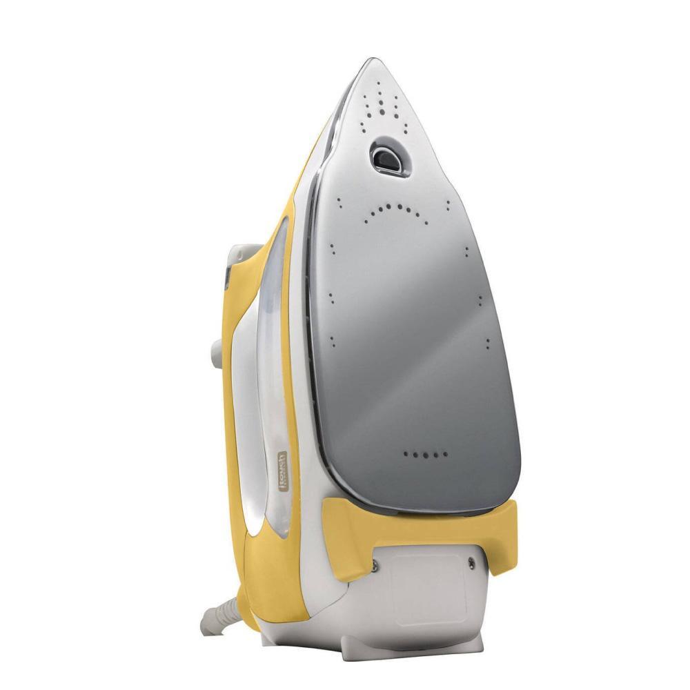 Oliso Pro Iron TG1100 with iTouch technology, featuring a yellow design and Australian plug, ideal for sewing and crafting.