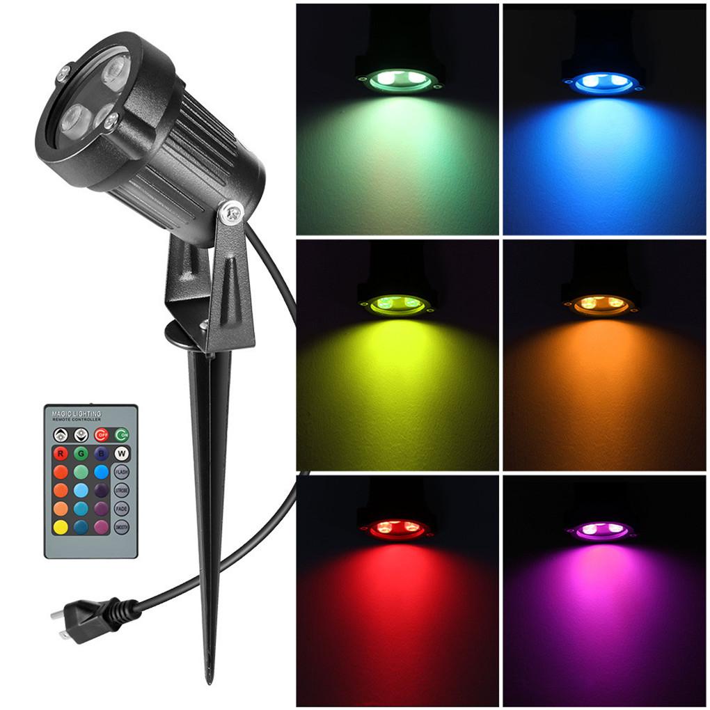 AUCD Remote Mini 6W RGB LED Lawn Lamp showcasing vibrant colors and durable design, perfect for outdoor lighting.