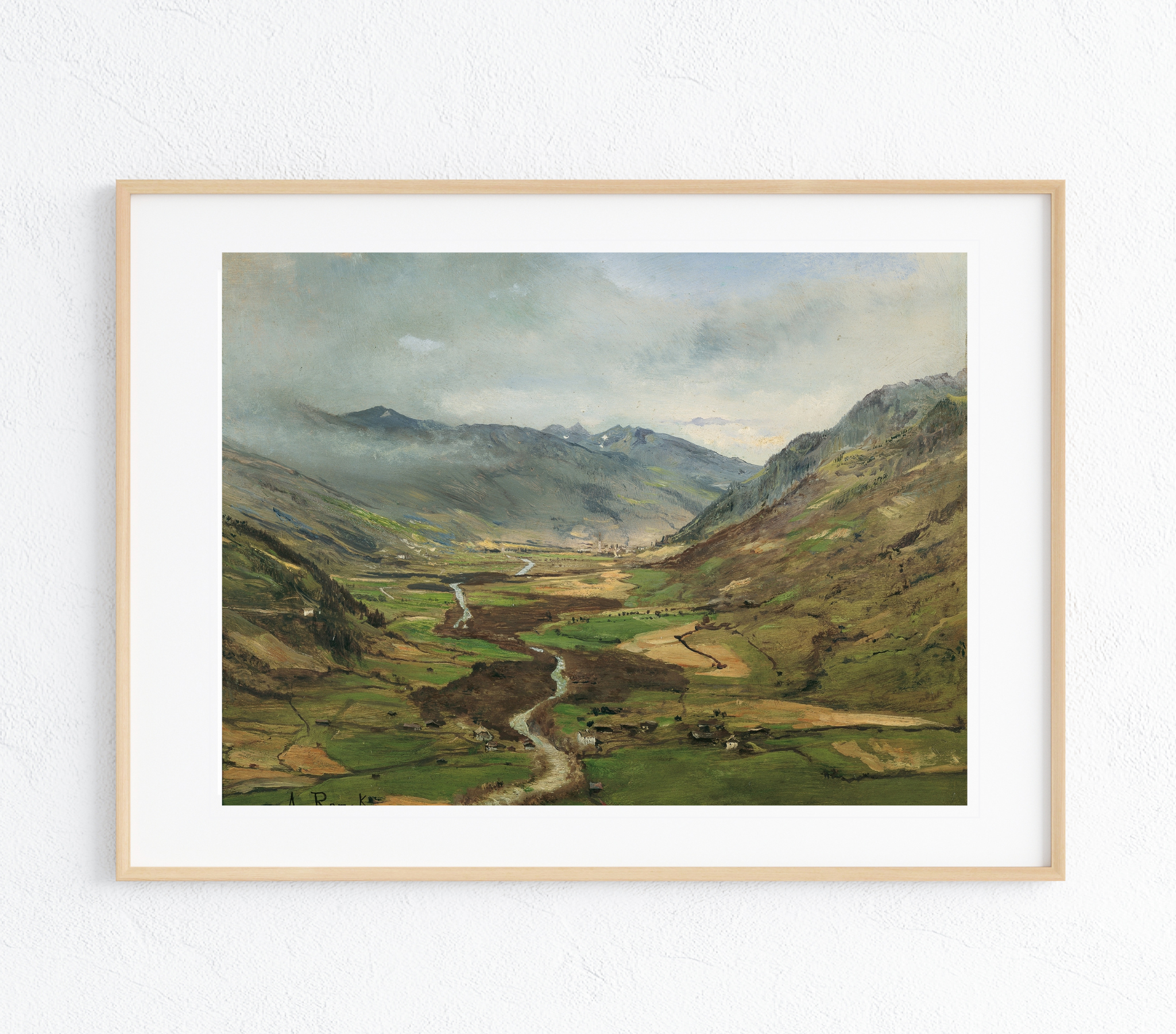 Austrian Valley Art Print showcasing a vibrant landscape with rich colors and textures on museum-grade canvas.