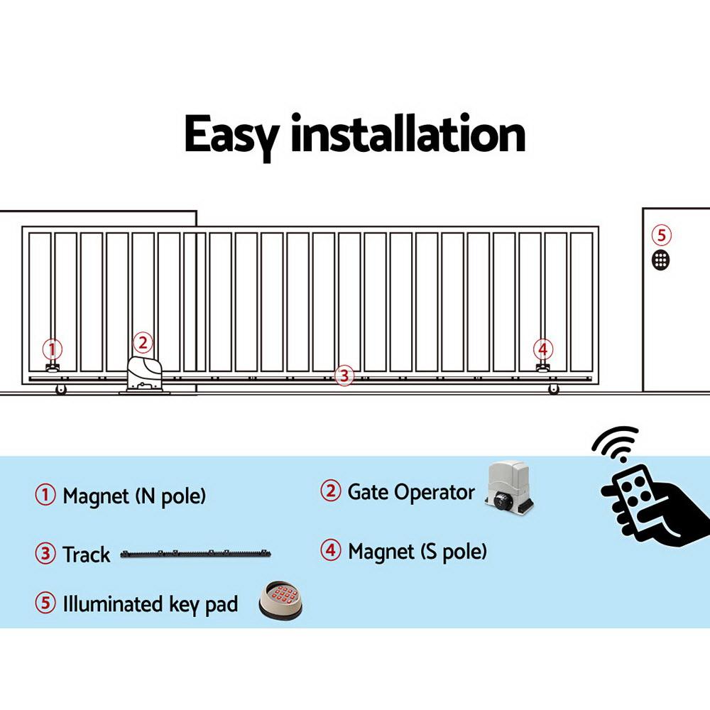 Auto Electric Sliding Gate Opener with keypad and 4M rails, designed for heavy-duty use and security.