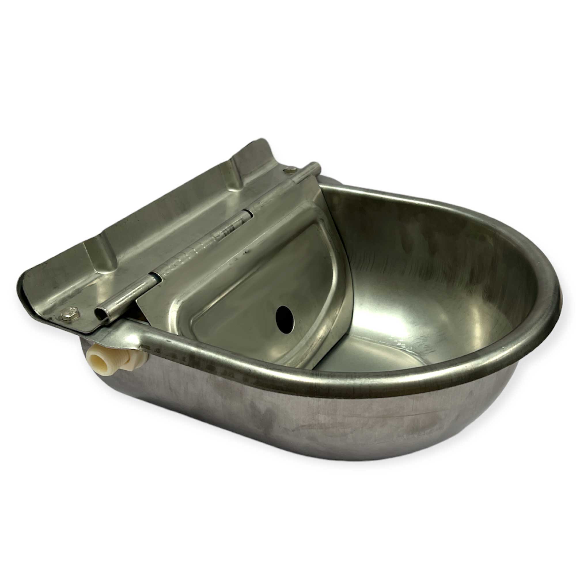 Automatic stainless steel livestock water bowl designed for cows, horses, sheep, and other animals, featuring a smart float mechanism and durable construction.