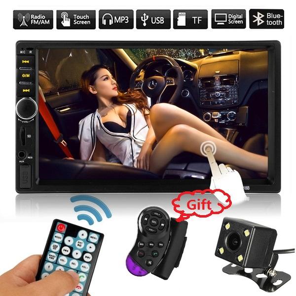 Autoradio 2 Din Car Radio with 7'' HD touch screen, Bluetooth, and GPS features, designed for modern vehicles.